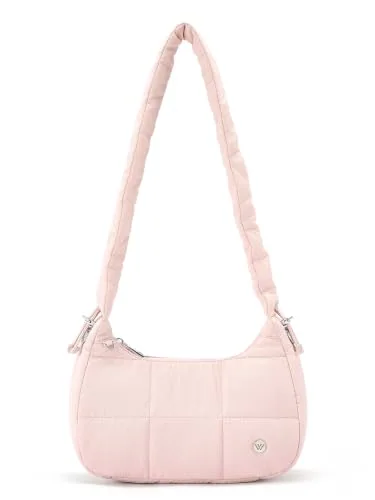 Small Puffer Crescent Bag, Pink (11 in)