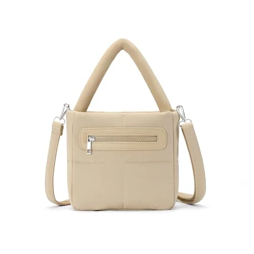 Mini Puffer Tote Bag, Khaki