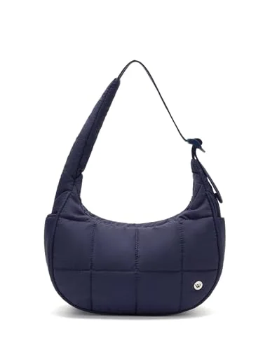 Small Puffer Crescent Bag, Navy