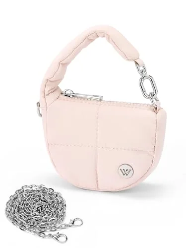 Mini Puffer Crescent Bag, Pink (5.5 in)