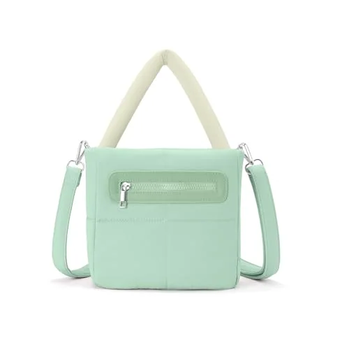Mini Puffer Tote Bag, Green