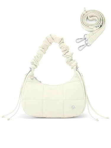 Small Puffer Crescent Bag, Ivory