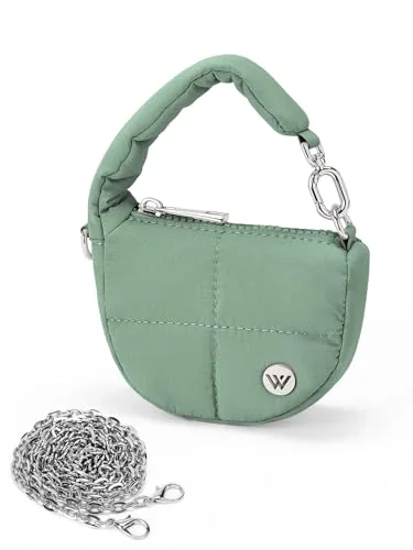 Mini Puffer Crescent Bag, Green