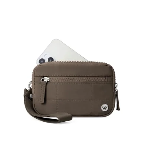 Quilted Wristlet Wallet, Coffee