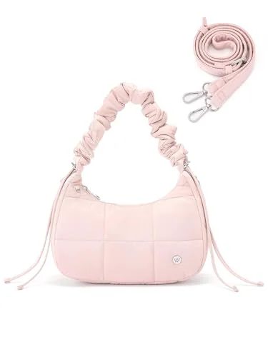 Small Puffer Crescent Bag, Light Pink (RFID)