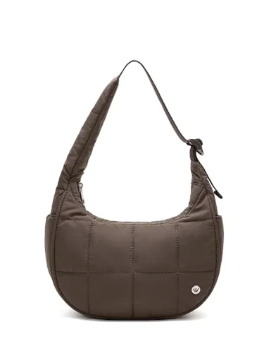 Small Puffer Crescent Bag, Coffee (10.3 in)