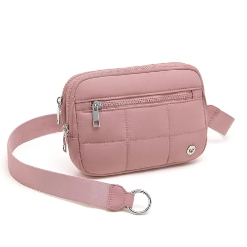 Small Puffer Crossbody Bag, Dark Pink (8.3 in)