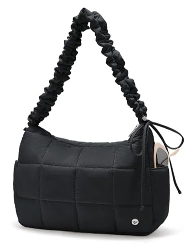 Puffer Hobo Bag, Black (13.6 in)
