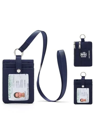 Small Puffer Lanyard Wallet, Navy