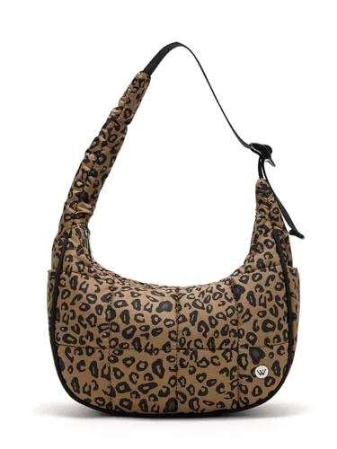 Small Puffer Crescent Bag, Leopard