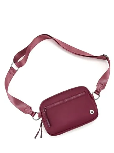 Small Nylon Crossbody Bag, Wine Red