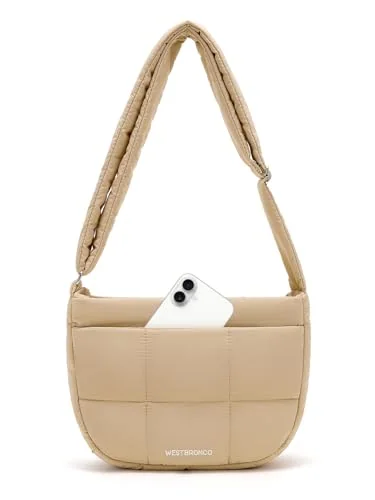 Puffer Crossbody Bag, Khaki