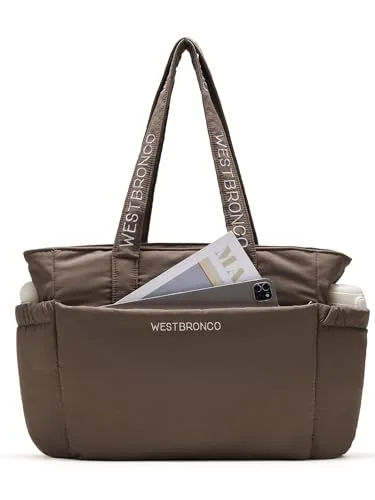 Large Puffer Tote Bag, Coffee