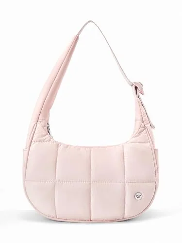Small Puffer Crescent Bag, Pink (11.2 in)