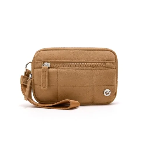 Suede Wristlet Wallet, Suede Brown