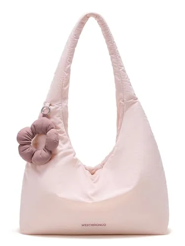Medium Puffer Hobo Bag, Pink