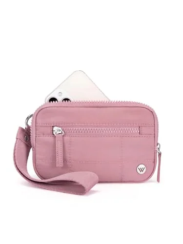 Quilted Wristlet Wallet, Rose Pink