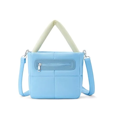 Mini Puffer Tote Bag, Light Blue