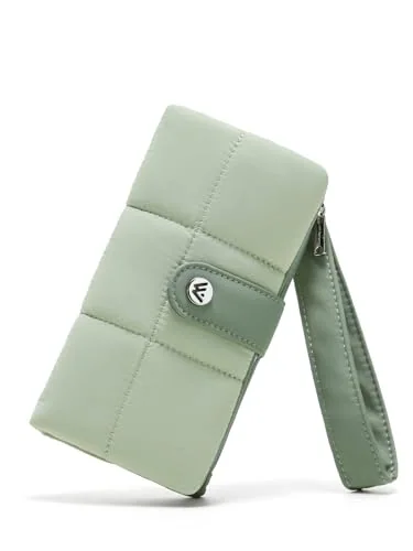 Puffer Wristlet Wallet, Light Green
