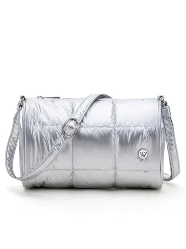 Small Puffer Bucket Bag, Silver