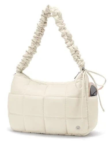 Puffer Hobo Bag, Beige